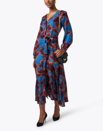 Look image thumbnail - Rosso35 - Blue and Orange Floral Print Dress