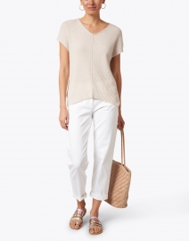Look image thumbnail - Kinross - Beige Cashmere Popover Sweater