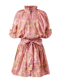 Pink and Yellow Print Cotton Lamé Dress