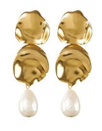 Gold and Pearl Drop Petal Clip Earrings