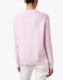 Back image thumbnail - Kinross - Pink Garter Stitch Cotton Sweater