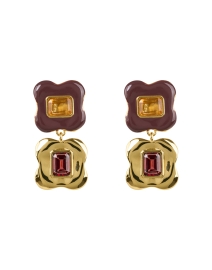 Product image thumbnail - Lizzie Fortunato - Clover Burgundy Stone Earrings
