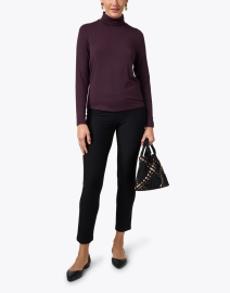 Look image thumbnail - Eileen Fisher - Burgundy Fine Stretch Jersey Top 