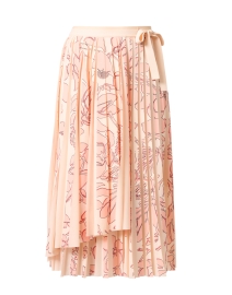 Pink Floral Print Pleated Skirt