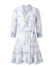 Tokyo White and Blue Embroidered Linen Dress