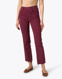 Front image thumbnail - Mother - The Tripper Burgundy Ankle Fray Jean