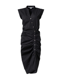 Product image thumbnail - Veronica Beard - Black Stretch Cotton Ruched Shirt Dress