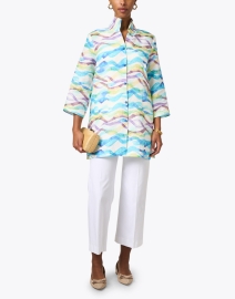 Look image thumbnail - Connie Roberson - Rita Blue and Green Wave Print Linen Jacket