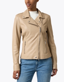 Front image thumbnail - Repeat Cashmere - Beige Leather Moto Jacket
