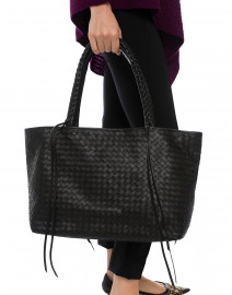 Woven Tote in Black Leather