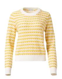 Product image thumbnail - White + Warren - Yellow Intarsia Linen Cotton Sweater