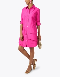 Look image thumbnail - Finley - Jenna Pink Cotton Tiered Shirt Dress