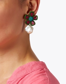 Look image thumbnail - Lizzie Fortunato - Daisy Floral Raffia Clip Earrings 