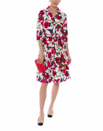 Audrey White Rose and Butterfly Print Shirt Dress