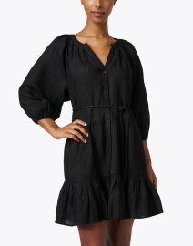 Front image thumbnail - Apiece Apart - Black Linen Tiered Dress