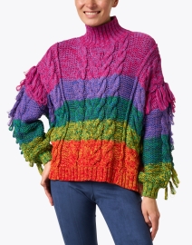 Front image thumbnail - Farm Rio - Rainbow Cable Knit Sweater
