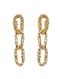 Product image thumbnail - Oscar de la Renta - Pearl and Gold Link Drop Earrings