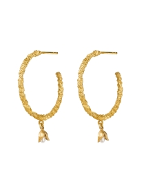 Product image thumbnail - Peracas - Lily Gold and Pearl Hoop Earrings