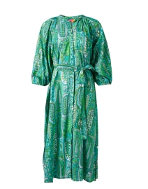Claudette Green Print Cotton Dress