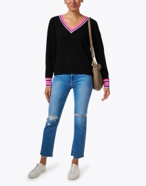 Look image thumbnail - Lisa Todd - Navy Multi Stripe Cashmere Sweater