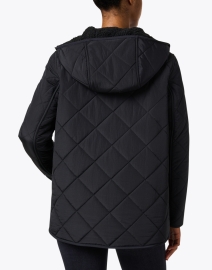 Back image thumbnail - Jane Post - Black Reversible Quilted Teddy Coat