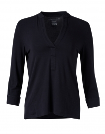 Product image thumbnail - Majestic Filatures - Navy Stretch Henley Top