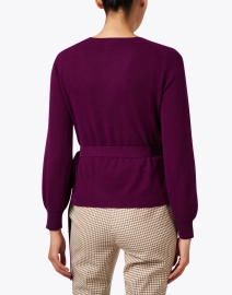 Back image thumbnail - Kinross - Plum Cashmere Wrap Sweater