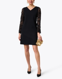 Look image thumbnail - D.Exterior - Black Stretch Wool Lace Dress
