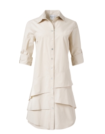Jenna Beige Cotton Tiered Shirt Dress