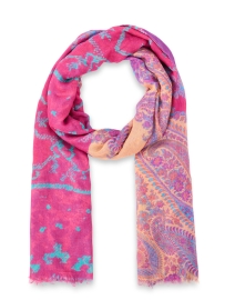 Pink and Purple Paisley Cashmere Silk Scarf 