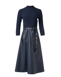 Reade Navy Knit Leather Combo Dress