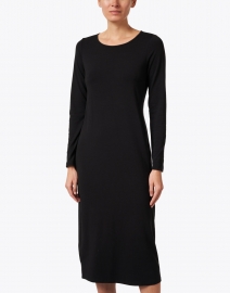 Front image thumbnail - Eileen Fisher - Black Stretch Jersey Dress