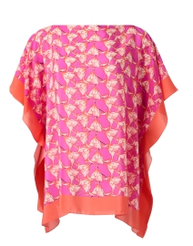Pink Floral Print Silk Poncho Top