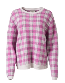 Pink and Grey Tartan Wool Cashmere Sweater