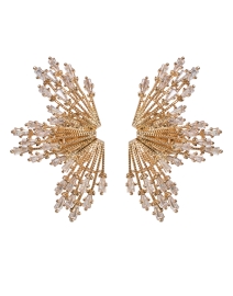 Crystal and Gold Clip Stud Earrings