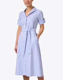 Front image thumbnail - Hinson Wu - Charlie Blue and White Stripe Cotton Shirt Dress