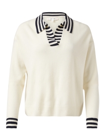 Product image thumbnail - Chinti and Parker - Breton Cream and Navy Polo Sweater