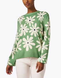 Front image thumbnail - Chinti and Parker - Green Daisy Intarsia Wool Cashmere Sweater