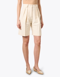 Front image thumbnail - Ines de la Fressange - Odette Ivory Cotton Linen Shorts
