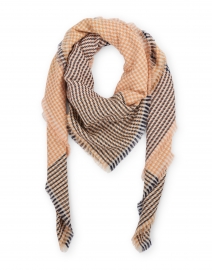 Apricot and Orange Houndstooth Wool Scarf
