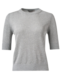 Product image thumbnail - D.Exterior - Grey Lurex Elbow Sleeve Sweater