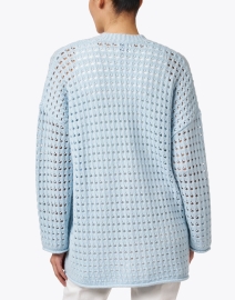 Back image thumbnail - Allude - Blue Wool Cashmere Open Cardigan