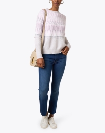 Look image thumbnail - Kinross - Grey and Lilac Multi Nordic Cashmere Sweater