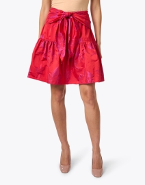 Front image thumbnail - Finley - Red and Pink Jacquard Print Skirt