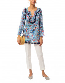 Blue and Red Firework Printed Cotton Tunic