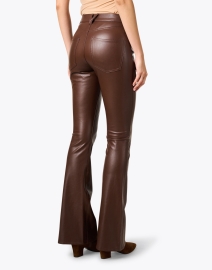 Back image thumbnail - Veronica Beard - Beverly Brown Faux Leather High Rise Flare Pant