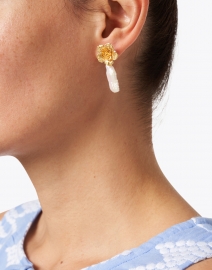 Look image thumbnail - Peracas - Monet Gold and Pearl Drop Earrings