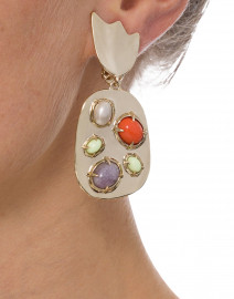 Sculptural Stone Cluster Clip Earring