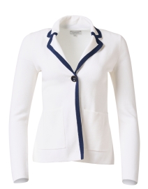 Product image thumbnail - Kinross - White and Navy Cotton Cashmere Blazer