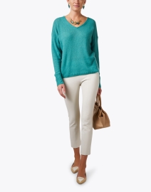 Look image thumbnail - Margaret O'Leary - Teal Cashmere Silk Sweater